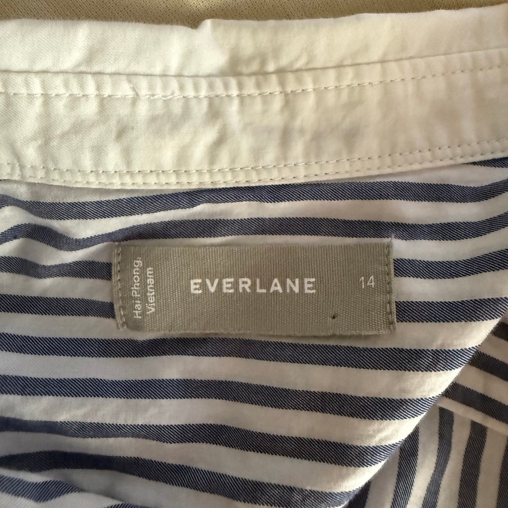 Everlane‎ Silky Cotton Mariner Shirt Blue Striped Long Sleeve Button Down 14 - Picture 7 of 9